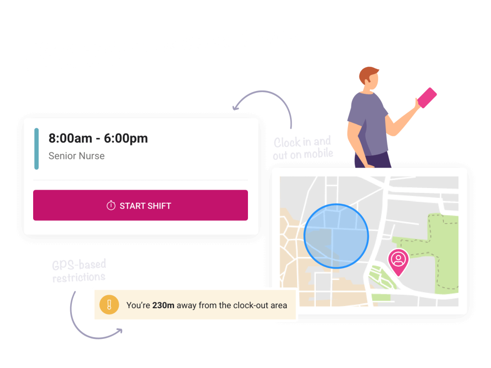 Time tracking app for healthcare staff