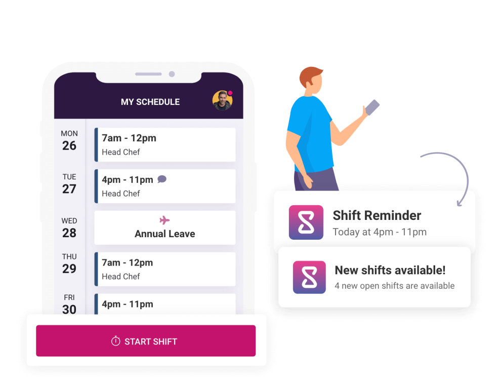 Hospitality mobile rota app
