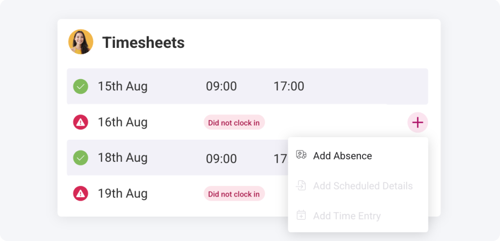 Absences in Timesheets