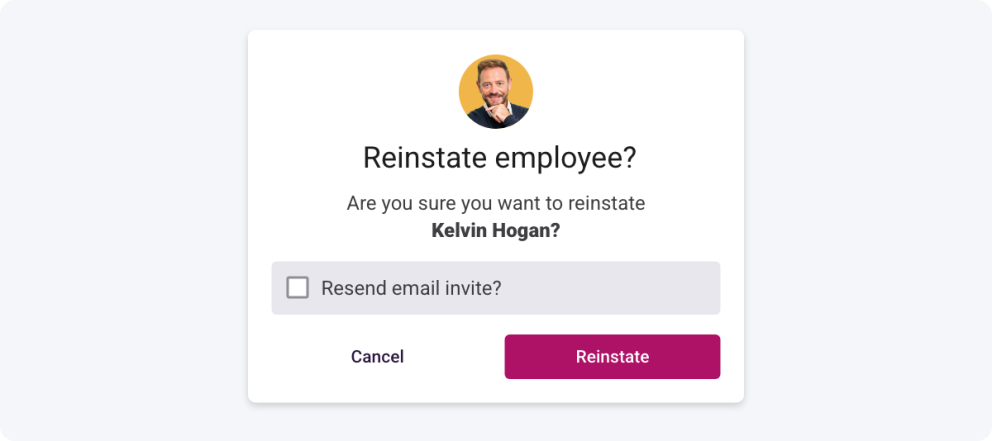 Optionally Reinvite when Reinstating Employees